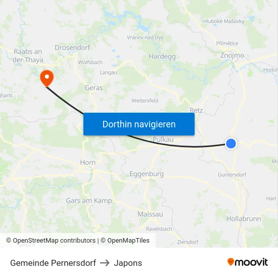 Gemeinde Pernersdorf to Japons map