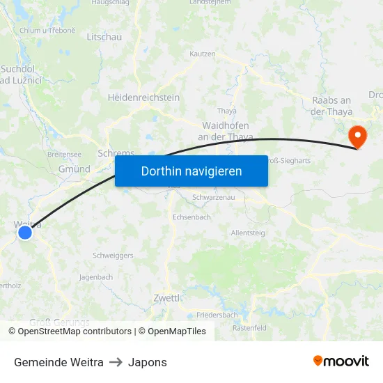 Gemeinde Weitra to Japons map