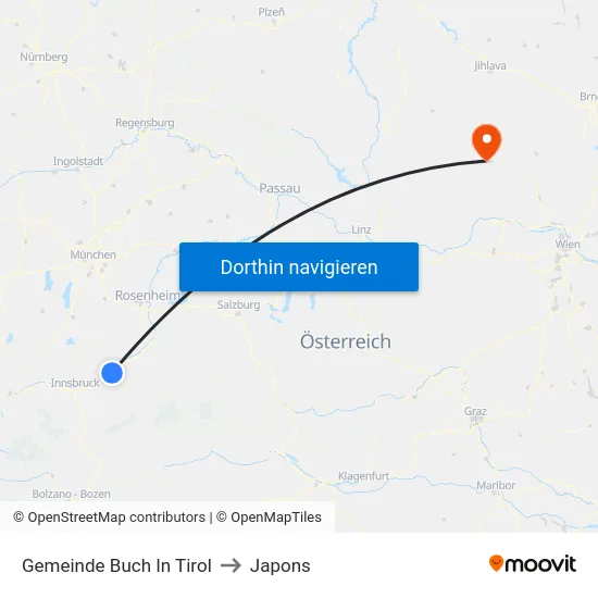 Gemeinde Buch In Tirol to Japons map