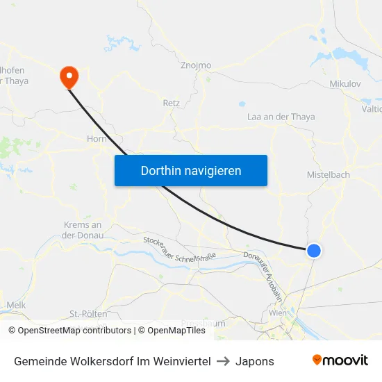 Gemeinde Wolkersdorf Im Weinviertel to Japons map
