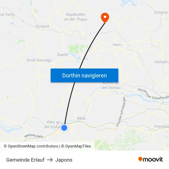 Gemeinde Erlauf to Japons map