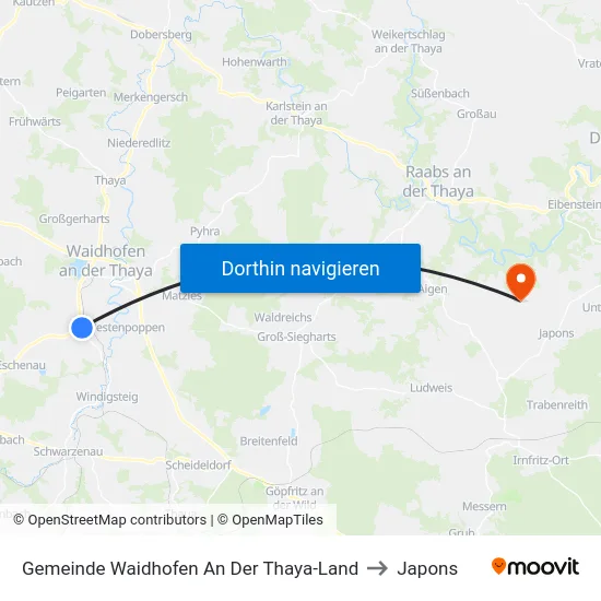 Gemeinde Waidhofen An Der Thaya-Land to Japons map