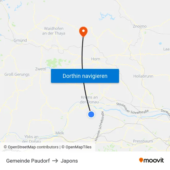 Gemeinde Paudorf to Japons map