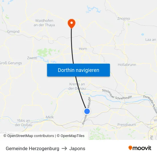 Gemeinde Herzogenburg to Japons map