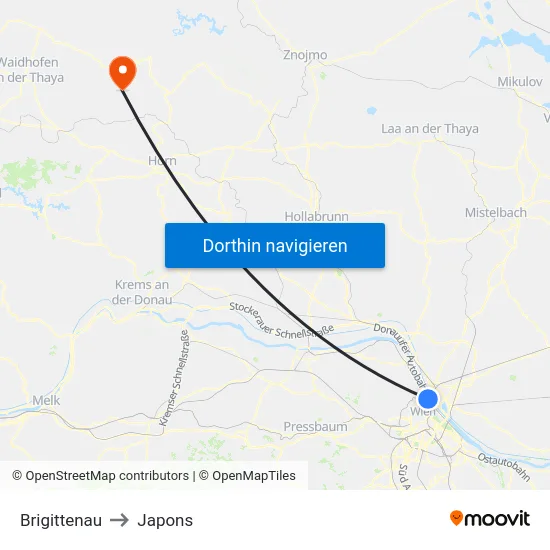 Brigittenau to Japons map
