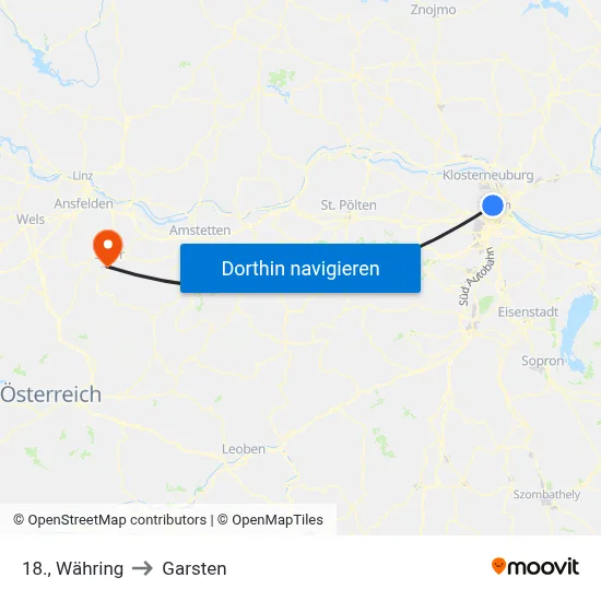 18., Währing to Garsten map