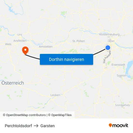 Perchtoldsdorf to Garsten map