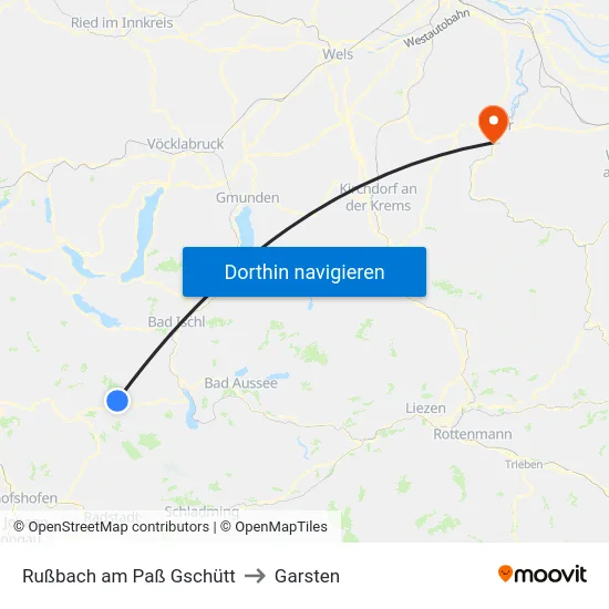Rußbach am Paß Gschütt to Garsten map