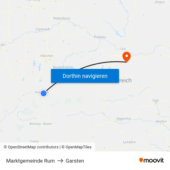 Marktgemeinde Rum to Garsten map