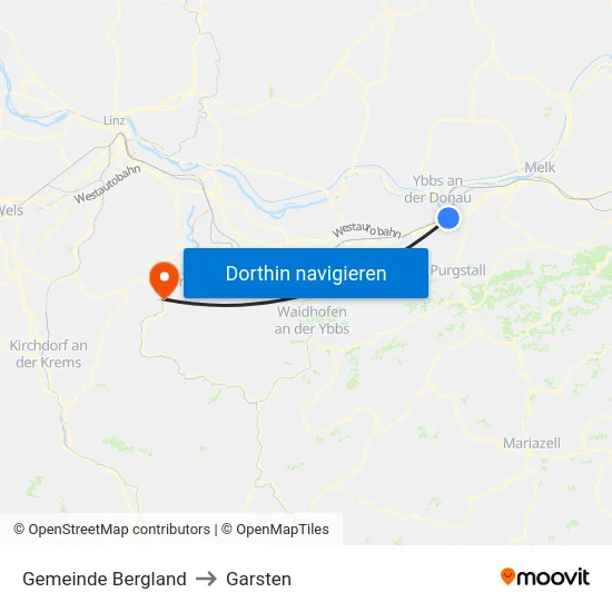 Gemeinde Bergland to Garsten map