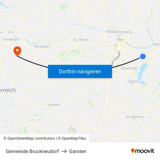 Gemeinde Bruckneudorf to Garsten map