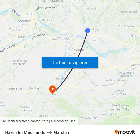 Naarn Im Machlande to Garsten map