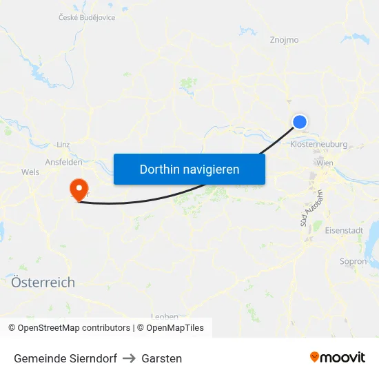 Gemeinde Sierndorf to Garsten map