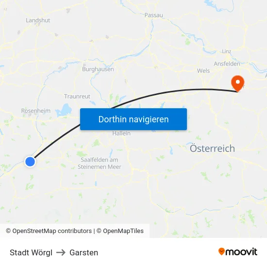 Stadt Wörgl to Garsten map