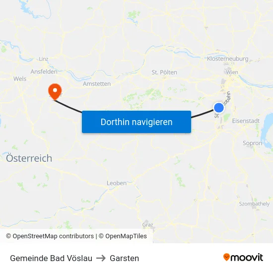 Gemeinde Bad Vöslau to Garsten map