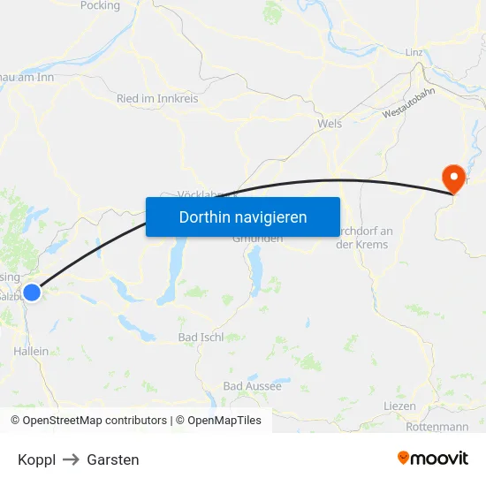 Koppl to Garsten map