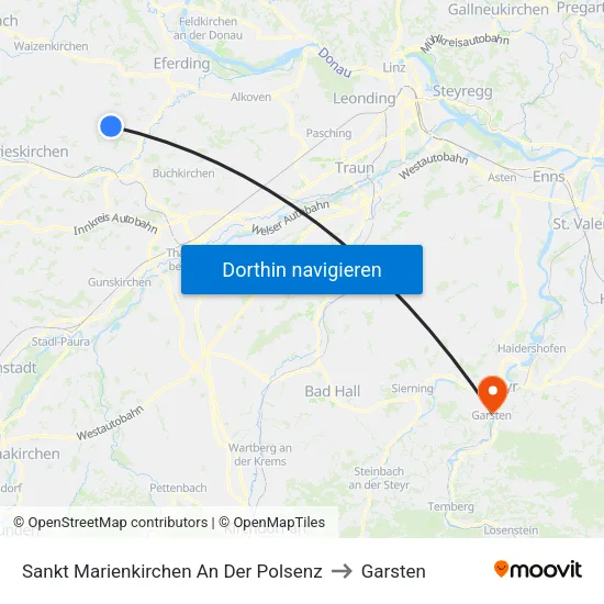 Sankt Marienkirchen An Der Polsenz to Garsten map