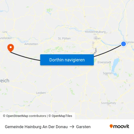 Gemeinde Hainburg An Der Donau to Garsten map