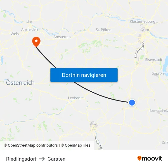 Riedlingsdorf to Garsten map