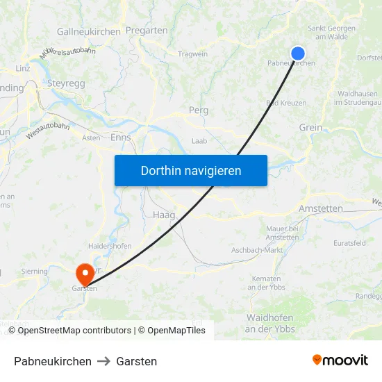 Pabneukirchen to Garsten map