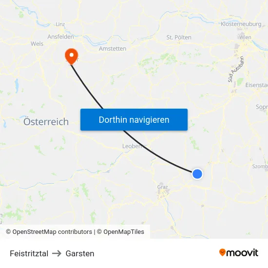 Feistritztal to Garsten map
