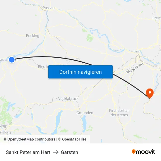 Sankt Peter am Hart to Garsten map