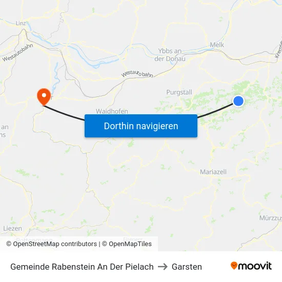 Gemeinde Rabenstein An Der Pielach to Garsten map