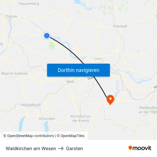 Waldkirchen am Wesen to Garsten map