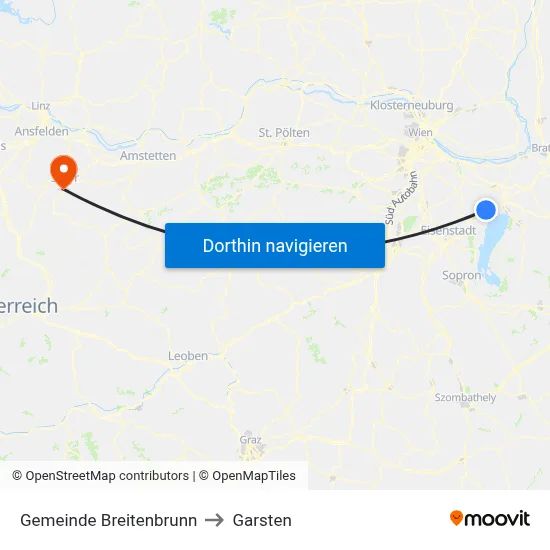 Gemeinde Breitenbrunn to Garsten map