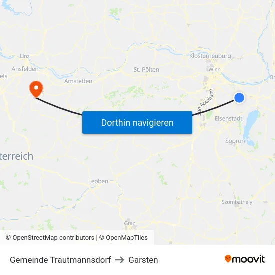 Gemeinde Trautmannsdorf to Garsten map