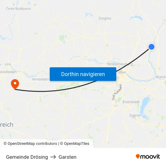 Gemeinde Drösing to Garsten map