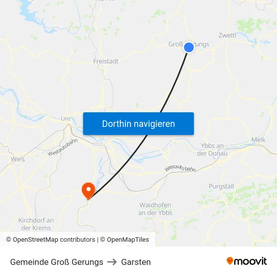 Gemeinde Groß Gerungs to Garsten map