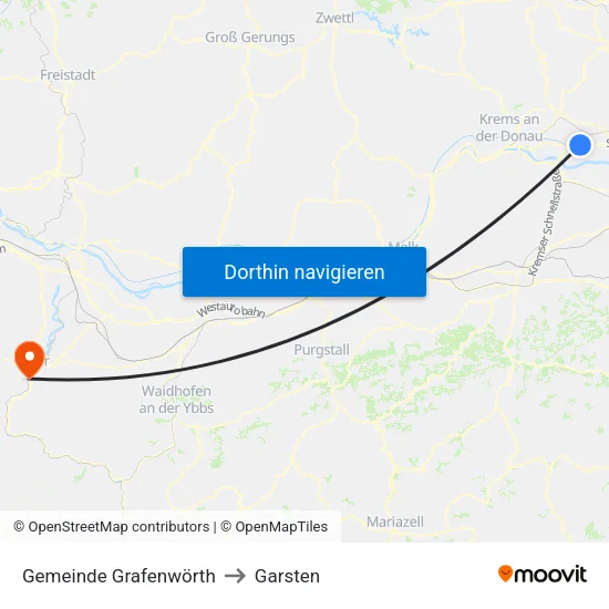 Gemeinde Grafenwörth to Garsten map