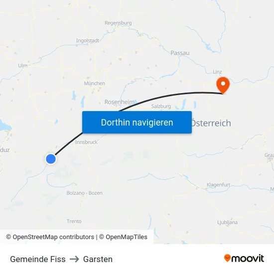 Gemeinde Fiss to Garsten map
