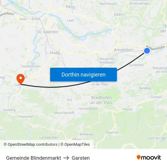 Gemeinde Blindenmarkt to Garsten map