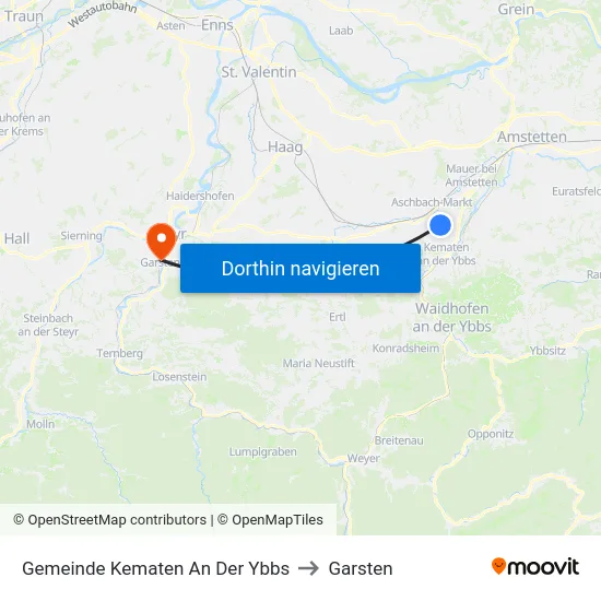 Gemeinde Kematen An Der Ybbs to Garsten map