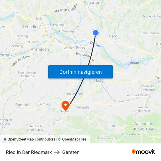 Ried In Der Riedmark to Garsten map