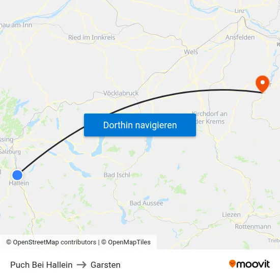 Puch Bei Hallein to Garsten map