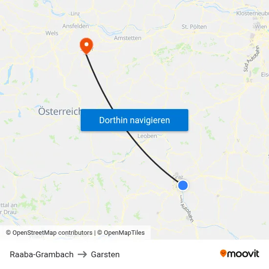 Raaba-Grambach to Garsten map