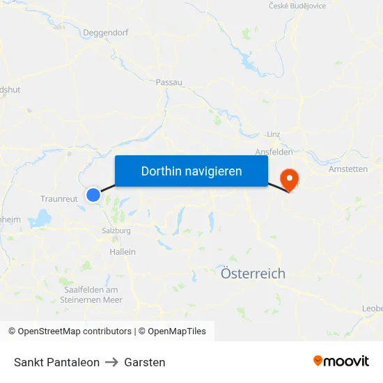 Sankt Pantaleon to Garsten map