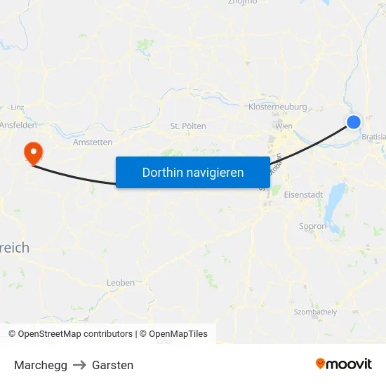 Marchegg to Garsten map