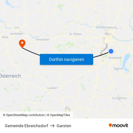 Gemeinde Ebreichsdorf to Garsten map