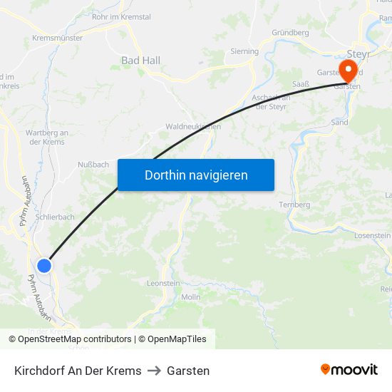 Kirchdorf An Der Krems to Garsten map
