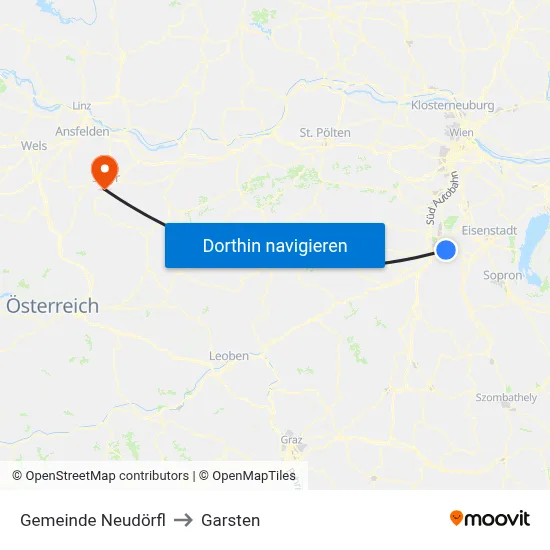 Gemeinde Neudörfl to Garsten map