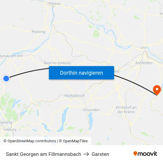 Sankt Georgen am Fillmannsbach to Garsten map