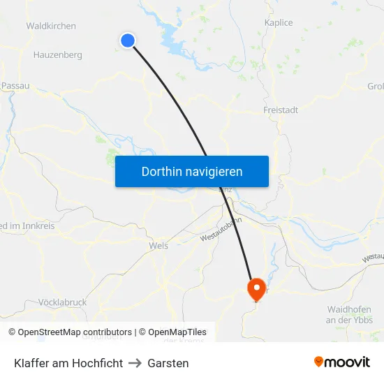 Klaffer am Hochficht to Garsten map