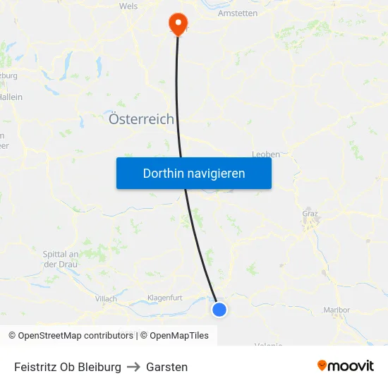 Feistritz Ob Bleiburg to Garsten map