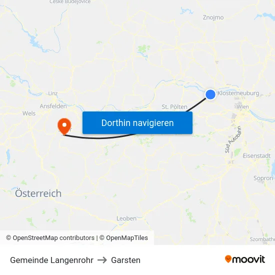 Gemeinde Langenrohr to Garsten map