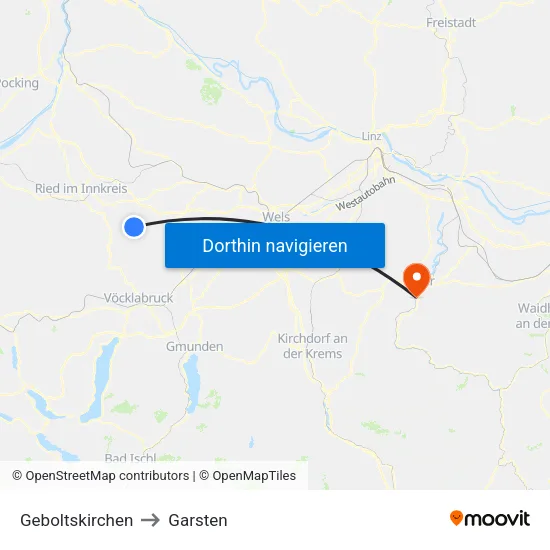 Geboltskirchen to Garsten map