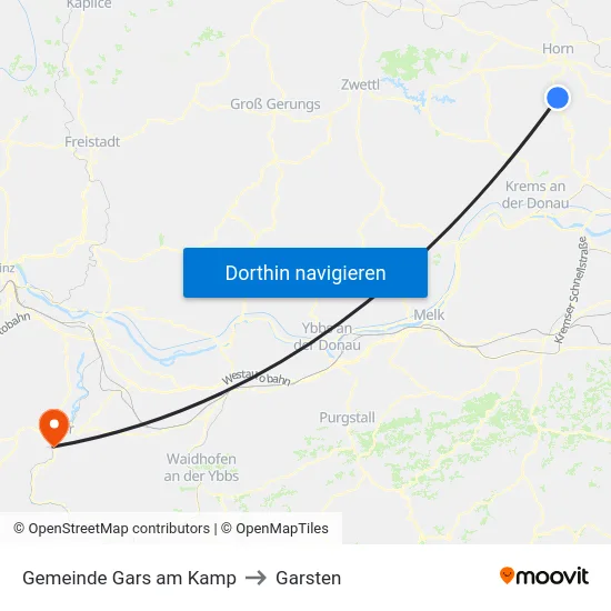Gemeinde Gars am Kamp to Garsten map